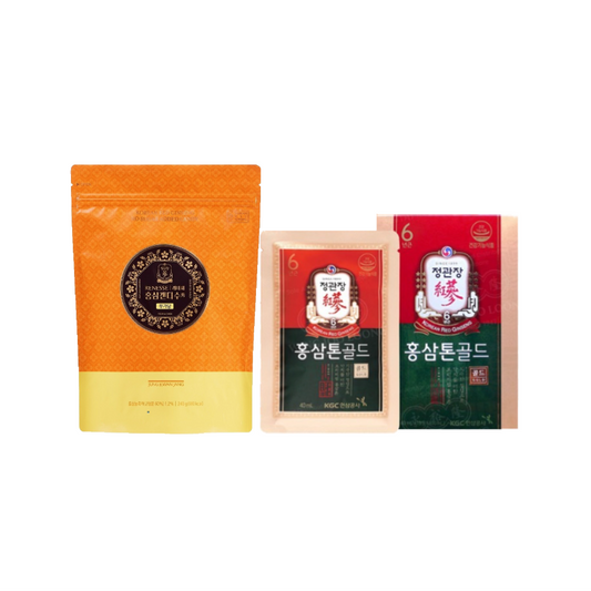 Daily Korean Ginseng Duo – Red Ginseng Tonic Gold (10 Pouches) + Sugar-Free Red Ginseng Candy (240g)