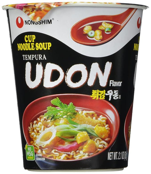 Nongshim Tempura Udon Cup – Japanese-Style Noodle Soup with Crispy Toppings (6 Pack)