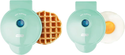 Mini Maker Waffle Maker + Griddle, 2-Pack Griddle + Waffle Iron - Aqua