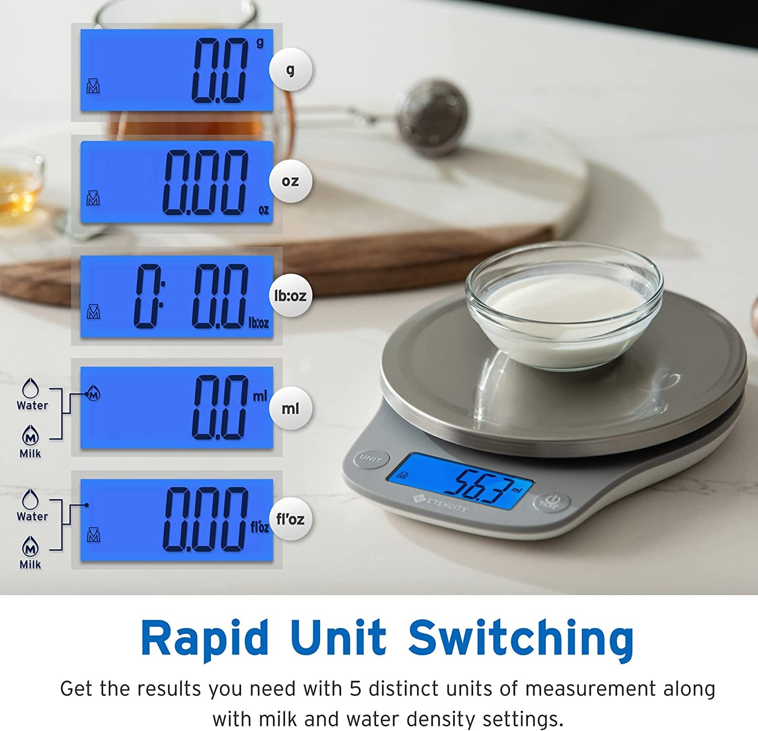 0.1G Food Kitchen Scale, Digital Ounces and Grams for Cooking, Baking, Meal Prep, Dieting, and Weight Loss 11Lb/5Kg 304 Stainless Steel