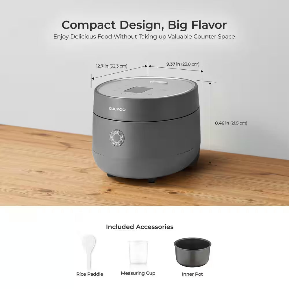 12-Cup (Cooked) Micom Rice Cooker with Nonstick Inner Pot, 13-Menu Modes, LCD Display, Auto Clean (Gray)