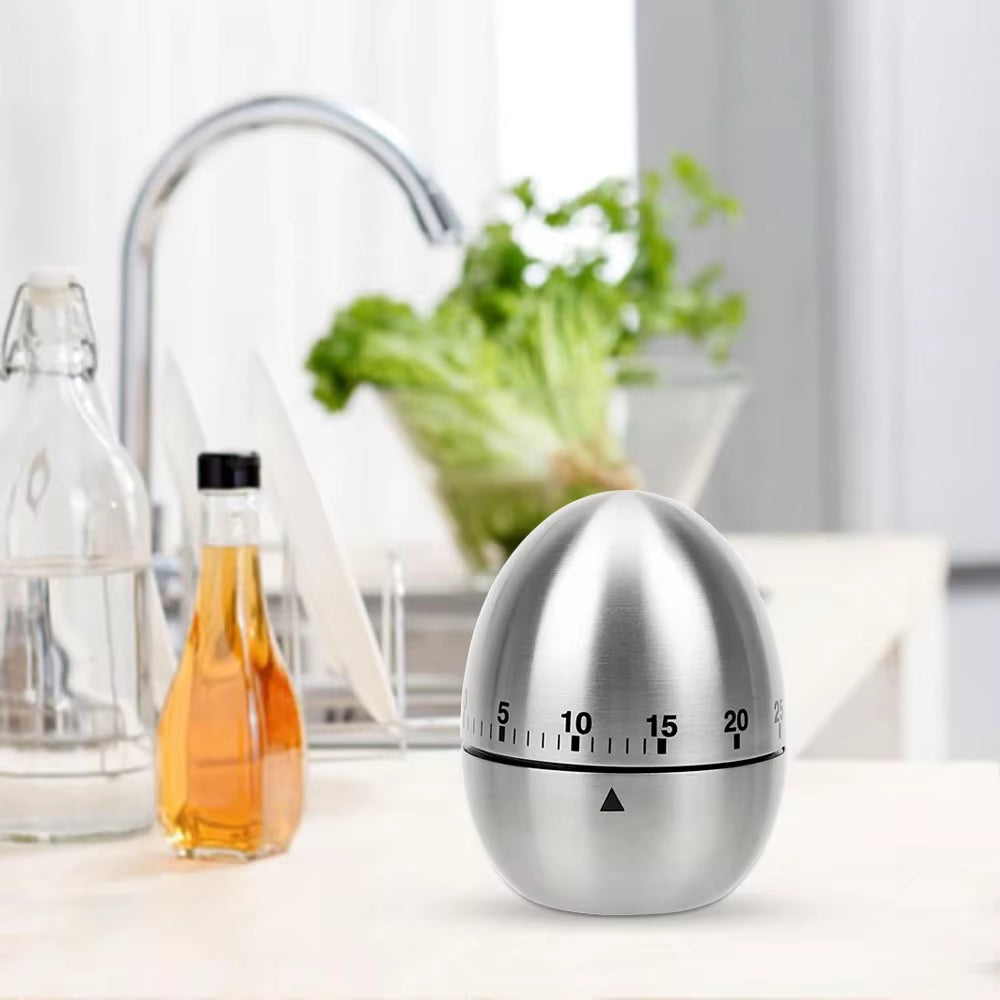 Cooking Tools Kitchen Timer Stainless Steel Egg 60 Minutes Mechanical Alarm Time Clock Counting Cute Kitchen Egg Timer