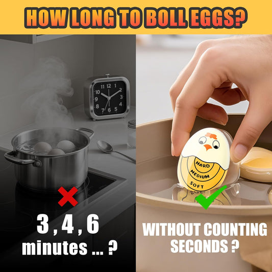 Egg Timer for Hard Boiled Eggs Soft Boiled Color Changing Indicator Tells When Eggs Are Ready, Yellow 2Pcs