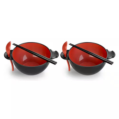 Black and Red Earth Ramen Bowl 6-Piece Set