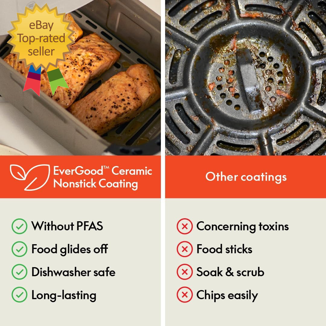 4Qt Slim Air Fryer, Fits-Anywhere™ Kitchenware, Evergood™ Ceramic Nonstick Coati