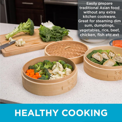 Bamboo Steamer (Classic Bamboo, 10" Diameter)