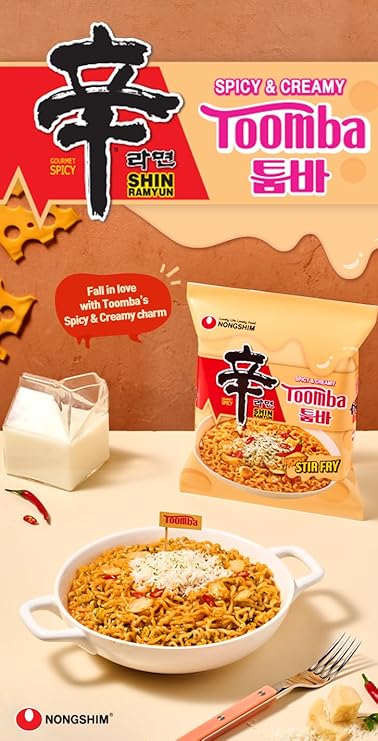 Nongshim Shin Ramyun Toomba – Creamy Korean-Italian Fusion Ramen with a Spicy Kick (4 pack)