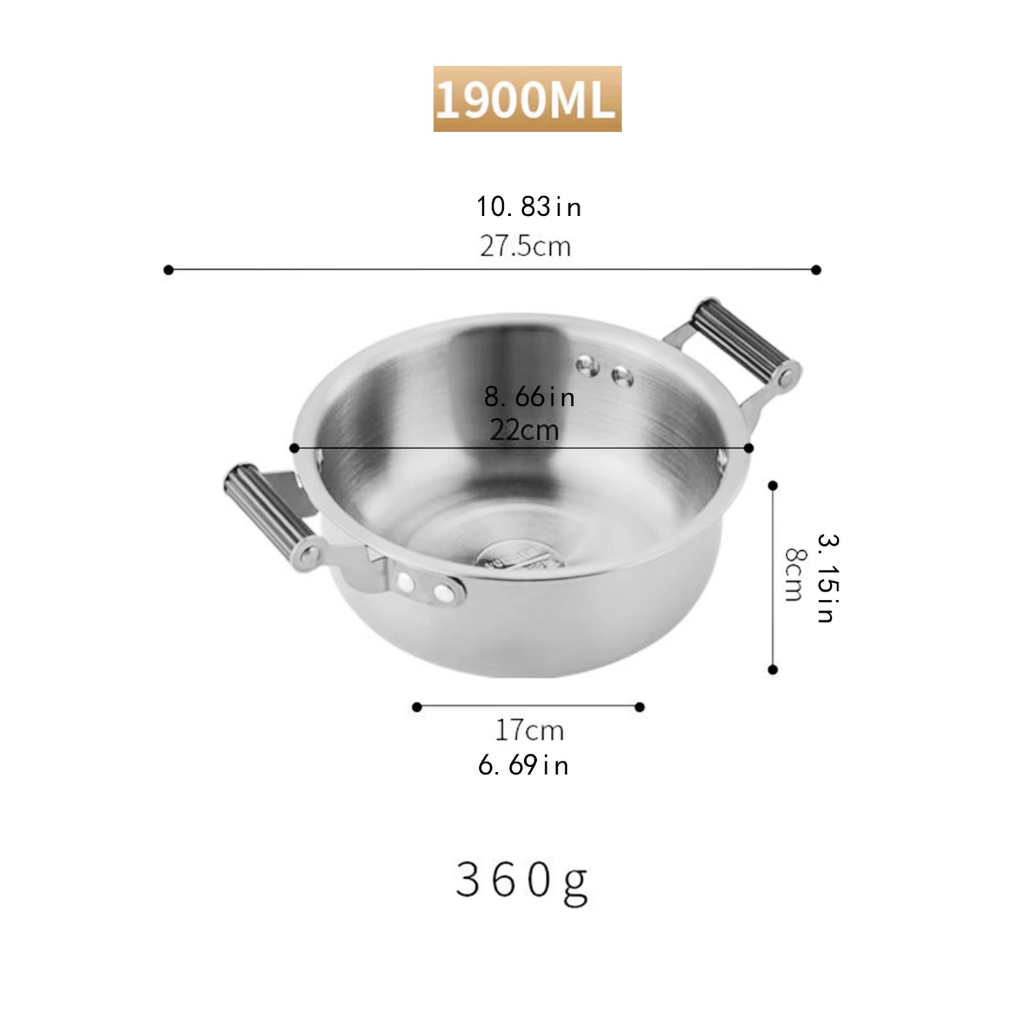 Korean Ramen Pot Multipurpose Fast Heating Double Ear Stockpot Pan Dry Pots Household Seafood Pot Instant Noodle Pot