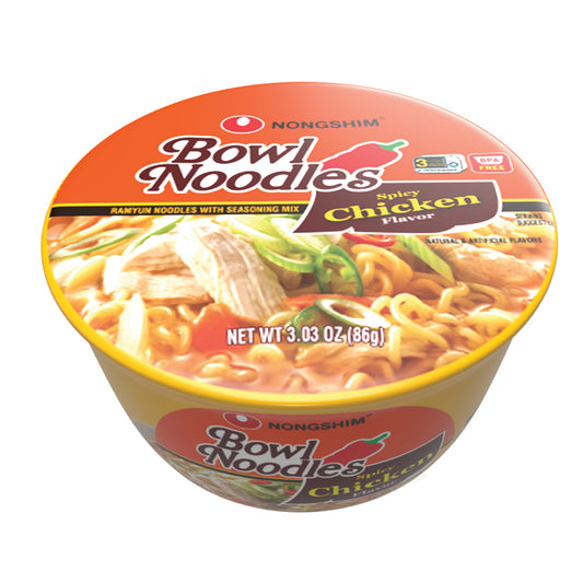 Nongshim Bowl Noodle Soup – Spicy Chicken Flavor (6 Pack) | Bold Korean-Inspired Chicken Ramen