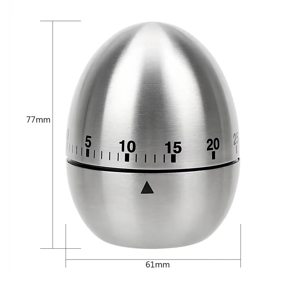 Cooking Tools Kitchen Timer Stainless Steel Egg 60 Minutes Mechanical Alarm Time Clock Counting Cute Kitchen Egg Timer