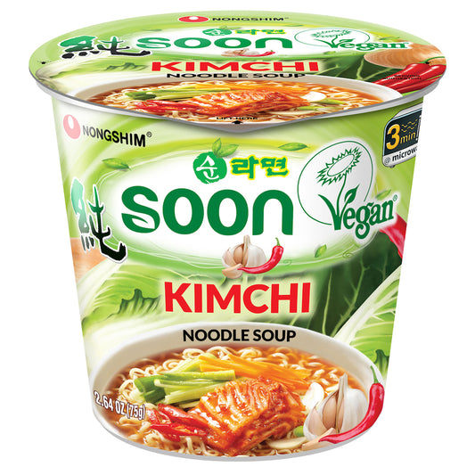 Nongshim Soon Kimchi Cup – Vegan Korean Kimchi Ramen (6 Pack) | Bold, Plant-Based Flavor in a Convenient Cup