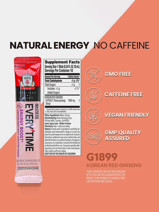 Evreytime Energy Boost 10 packs + Red Ginseng Extract Tea 25 packs