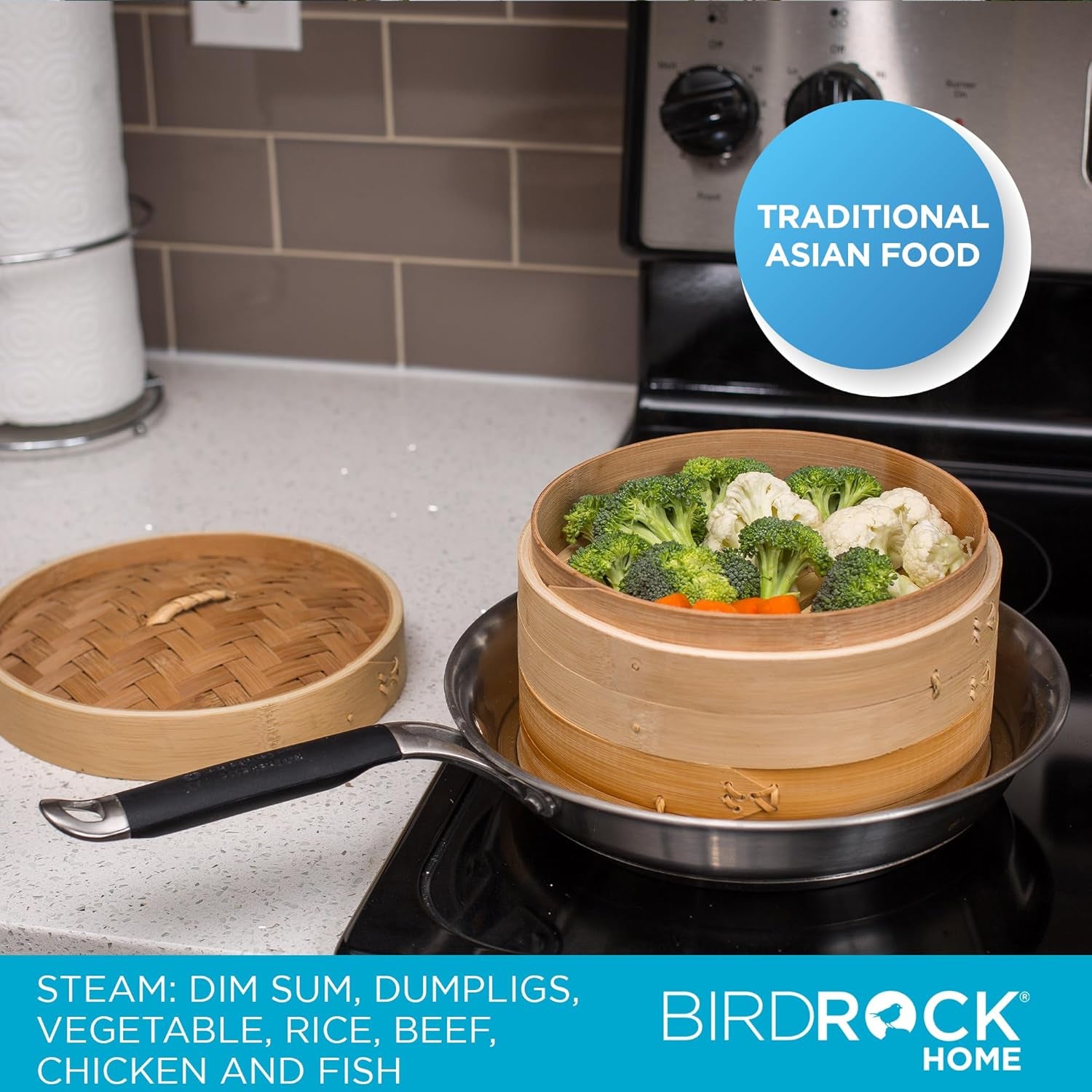 Bamboo Steamer (Classic Bamboo, 10" Diameter)