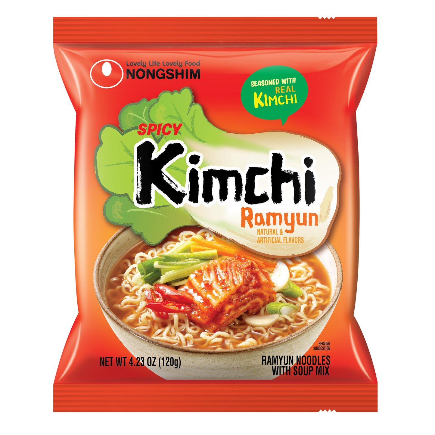 Nongshim Kimchi Ramyun – Spicy Korean Noodles with Tangy Kimchi Flavor (4 pack)