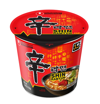 Nongshim Shin Cup – Spicy Korean Instant Ramen (6 Pack) | Bold Flavor in a Convenient Cup