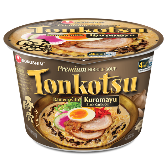 Nongshim Big Bowl Tonkotsu Kuromayu – Rich Pork Bone Ramen with Black Garlic Oil | Japanese-Inspired Flavor in a Large Bowl (6 pack)